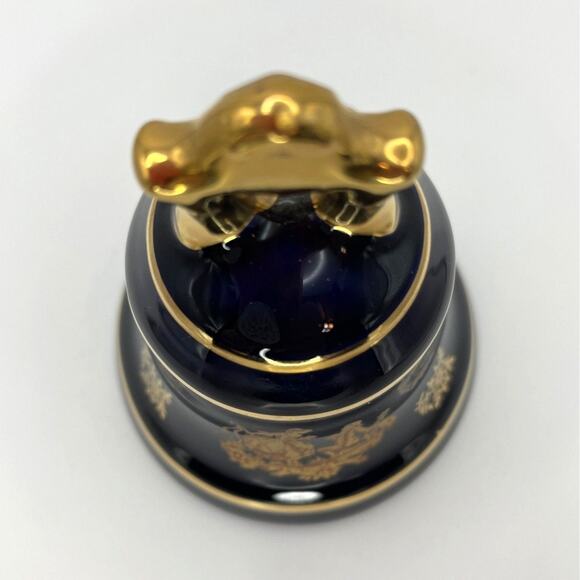 Limoges Castel France Porcelain Bell, Cobalt Blue and 22K Gold, Made in France - Picture 7 of 10